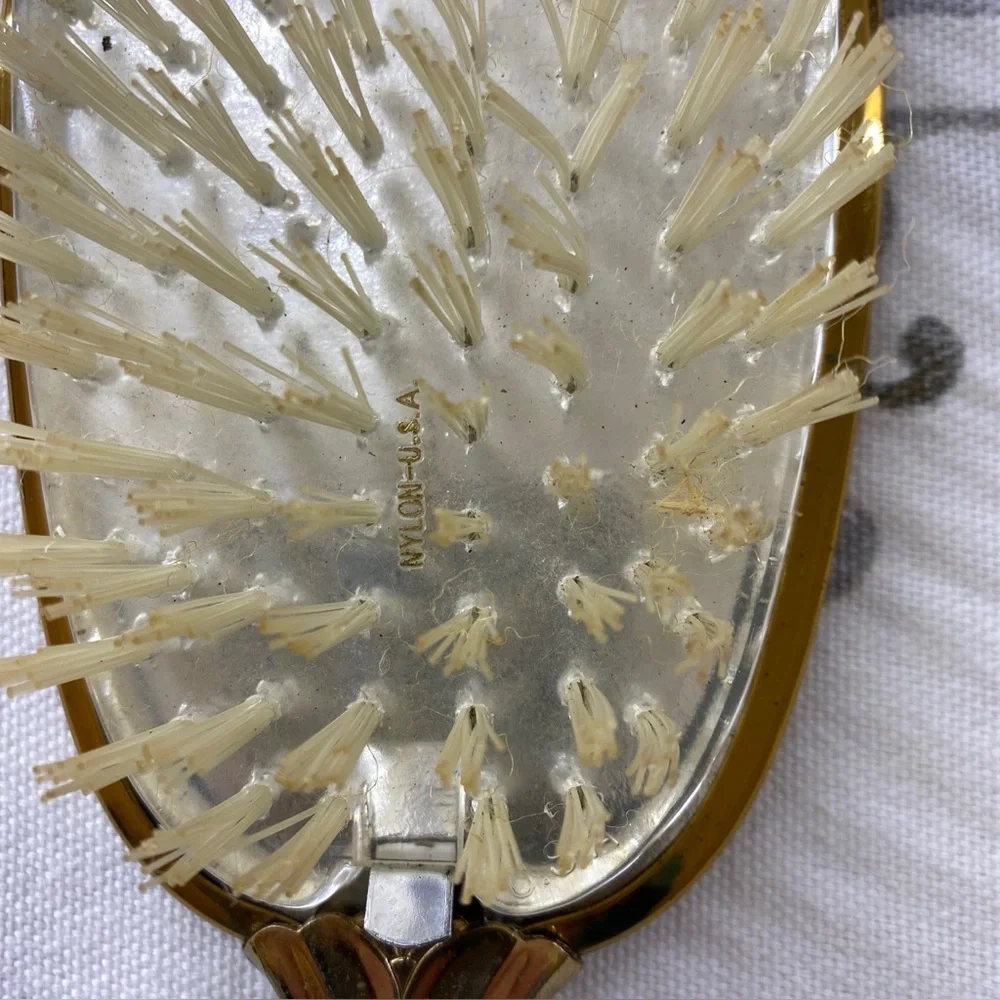 Vintage Brush &‎ Mirror Victorian Stvle Gold Silver Color Floral Etched Vanity